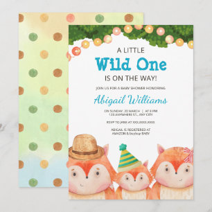 Woodland Family Fox Baby shower Wild One Kaart