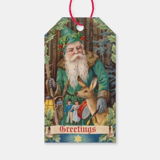 Woodland Father Christmas Gift Label Cadeaulabel (Voorkant)