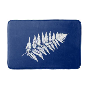 Woodland Fern 1, Cobalt Blue en White Badmat