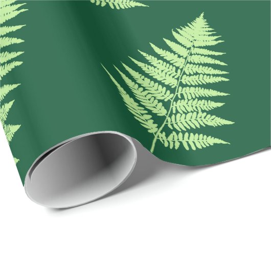 Woodland Fern 1, Emerald and Light Green Cadeaupapier (Rol Hoek)