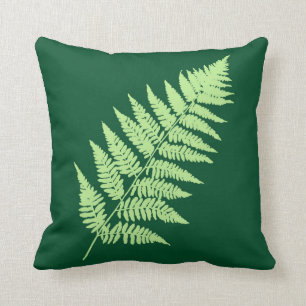 Woodland Fern 1, Emerald and Light Green Kussen