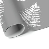Woodland Fern 1, grijs / grijs en wit Cadeaupapier (Rol Hoek)