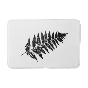 Woodland Fern 1, zwart en wit Badmat