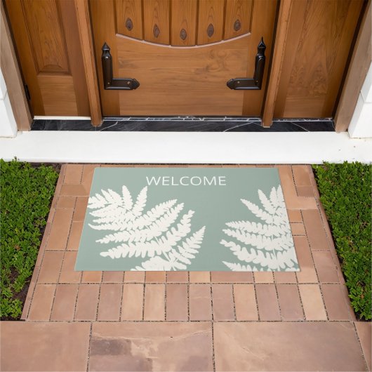 Woodland Fern Leaf aangepaste achtergrond kleuren Deurmat (Buiten)