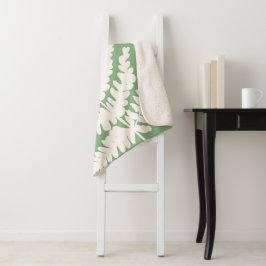 Woodland Fern Leaf aangepaste achtergrond kleuren Sherpa Deken