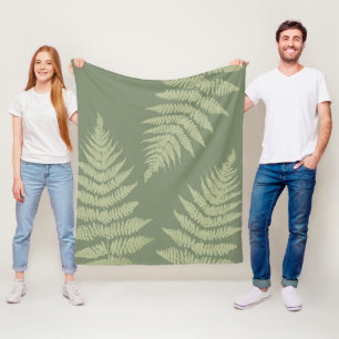 Woodland Fern Leves Aangepaste Achtergrond Kleuren Fleece Deken