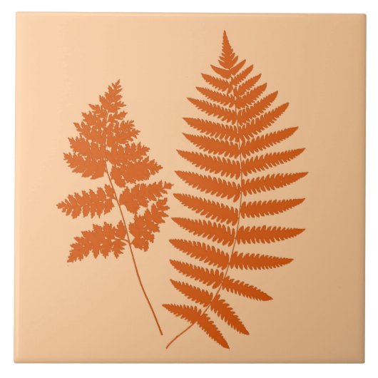 Woodland Fern, Pastel en Mandarijns Sinaasappel Tegeltje (Voorkant)