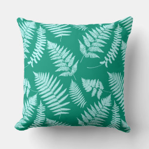 Woodland Fern Pattern, Aqua en Turquoise Kussen