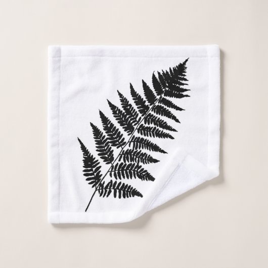 Woodland Fern Pattern, Black and White Bad Handdoek (Wasdoekje)