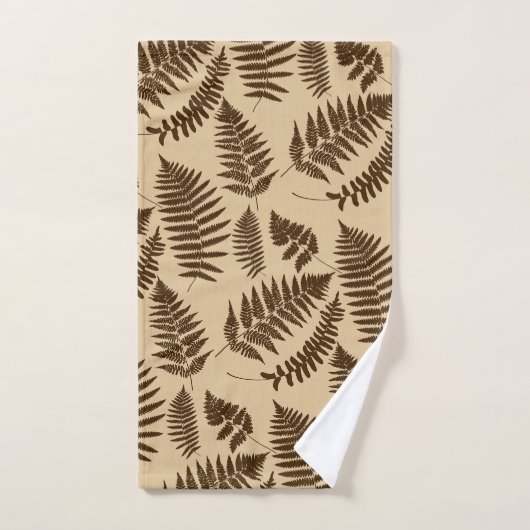 Woodland Fern Pattern, Chocolate Brown en Beige Bad Handdoek (Handdoek)