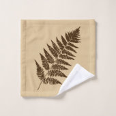 Woodland Fern Pattern, Chocolate Brown en Beige Bad Handdoek (Wasdoekje)