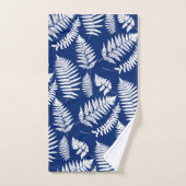 Woodland Fern Pattern, Cobalt Blue en White Bad Handdoek (Handdoek)