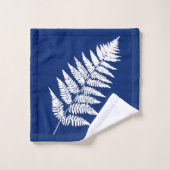 Woodland Fern Pattern, Cobalt Blue en White Bad Handdoek (Wasdoekje)