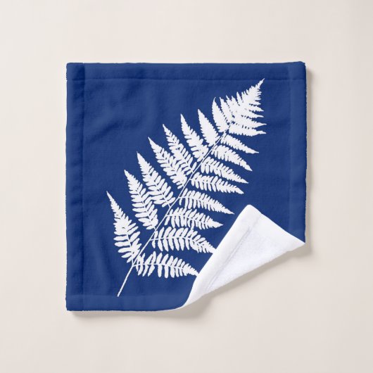 Woodland Fern Pattern, Cobalt Blue en White Bad Handdoek (Wasdoekje)