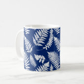 Woodland Fern Pattern, Cobalt Blue en White Koffiemok (Voorkant links)