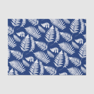 Woodland Fern Pattern, Cobalt Blue en White Tissuepapier