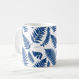 Woodland Fern Pattern, Cobalt Blue op White Koffiemok