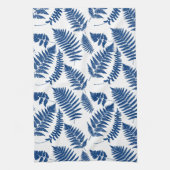 Woodland Fern Pattern, Cobalt Blue op White Theedoek (Verticaal)