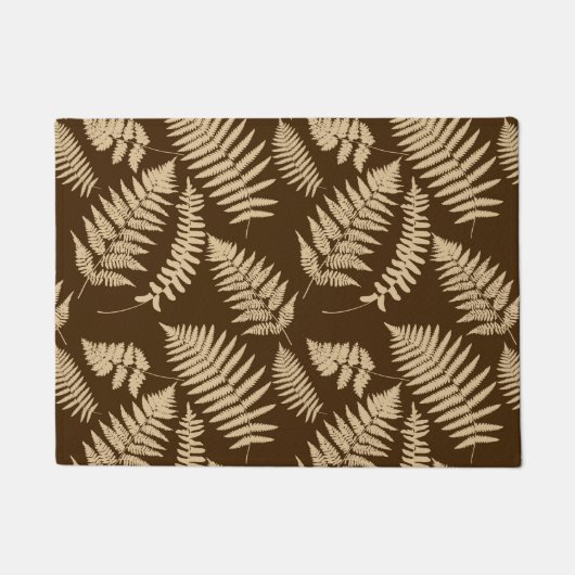 Woodland Fern Pattern, Dark Brown and Beige Deurmat (Voorkant)