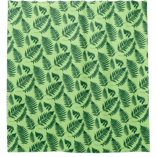 Woodland Fern Pattern, Emerald and Light Green Douchegordijn (Voorkant)