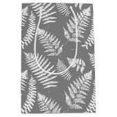 Woodland Fern Pattern, Grey / Grey and White Medium Cadeauzakje (Voorkant)