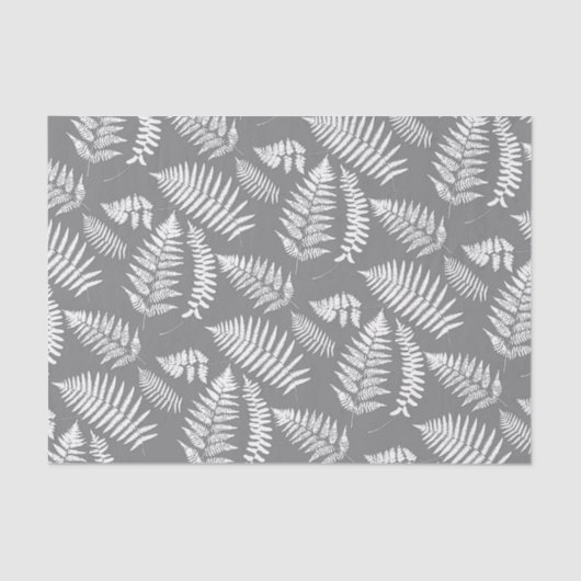 Woodland Fern Pattern, Grey / Grey and White Tissuepapier (Voorkant)
