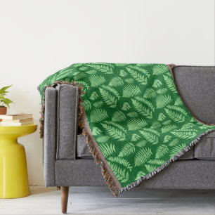 Woodland Fern Pattern, Light and Dark Green Deken