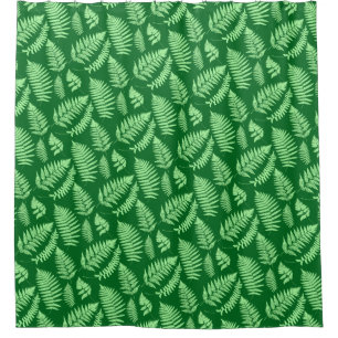 Woodland Fern Pattern, Light and Dark Green Douchegordijn