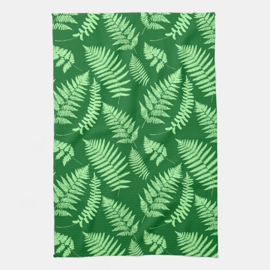 Woodland Fern Pattern, Light and Dark Green Theedoek (Verticaal)