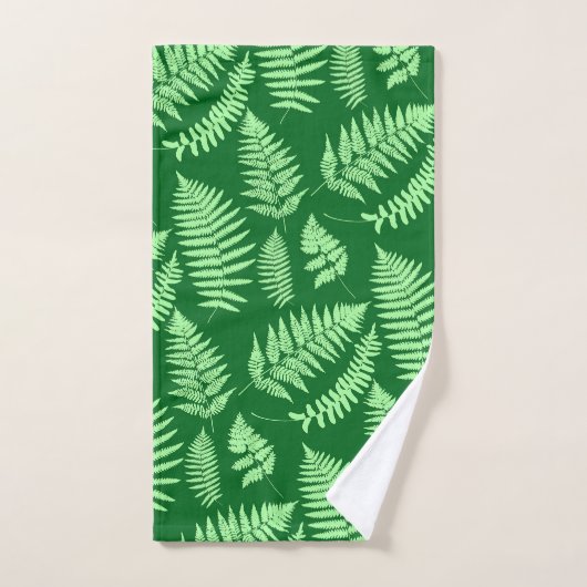 Woodland Fern Pattern, Light Green en Emerald Bad Handdoek (Handdoek)