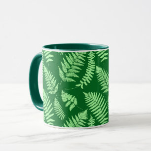 Woodland Fern Pattern, Light Green en Emerald Mok