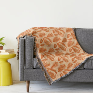 Woodland Fern Pattern, Pastel Oranje Deken