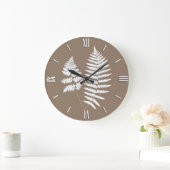 Woodland Fern Pattern, Taupe Tan en White Grote Klok (Huis)
