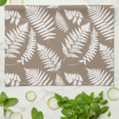 Woodland Fern Pattern, Taupe Tan en White Theedoek (Gevouwen)