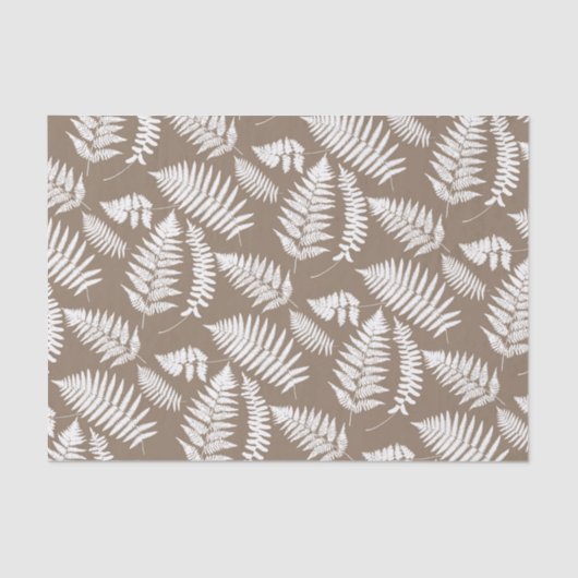 Woodland Fern Pattern, Taupe Tan en White Tissuepapier (Voorkant)