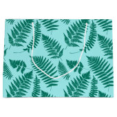 Woodland Fern Pattern, Turquoise en Aqua Large Cadeauzakje (Voorkant)