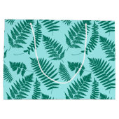 Woodland Fern Pattern, Turquoise en Aqua Large Cadeauzakje (Achterkant)