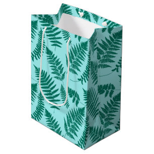 Woodland Fern Pattern, Turquoise en Aqua Medium Cadeauzakje