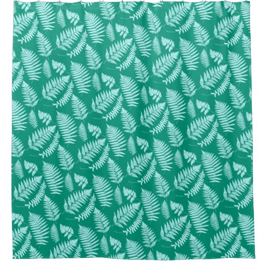 Woodland Fern Pattern, Turquoise en Aqua Shower C Douchegordijn (Voorkant)