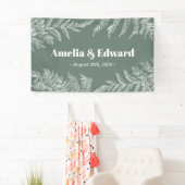 Woodland Fern Wedding Welcome Green Banner (Insitu)