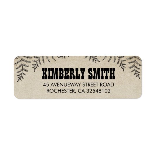 Woodland Ferns Rustiek Land Etiket (Voorkant)