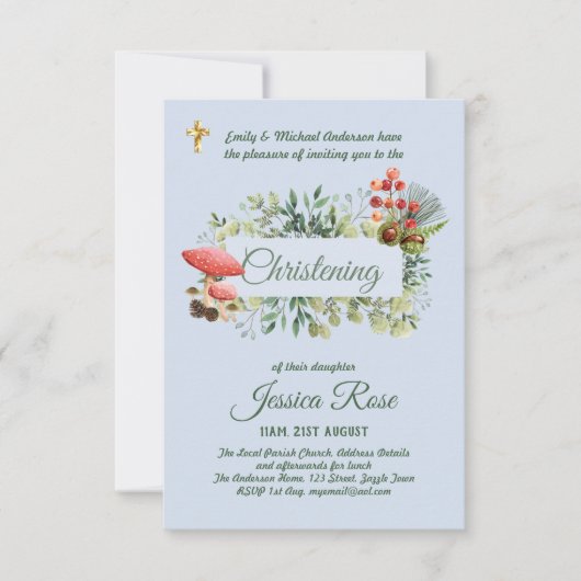 Woodland Floor Boys Christening Invites (Voorkant)