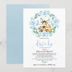 Woodland Floral Greenery Drive bij Baby shower Kaart
