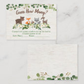 Woodland Floral raden hoeveel Baby shower spel Plaatskaartje (Voorkant / Achterkant)