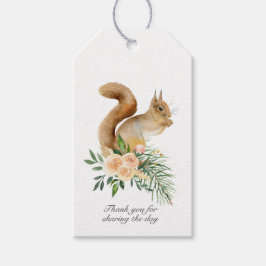 Woodland Floral Tree Branch Squirrel Hartelijk dan Cadeaulabel