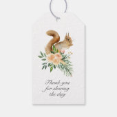 Woodland Floral Tree Branch Squirrel Hartelijk dan Cadeaulabel (Achterkant)