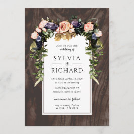 Woodland Floral Wedding Invitation Kaart