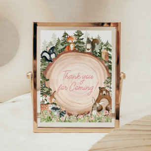 Woodland Floral Wood Slice Bedankt voor uw komst Poster