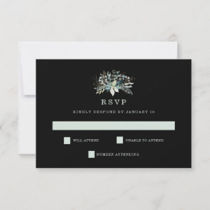 Woodland Foliage Wedding Zwart RSVP Kaartje