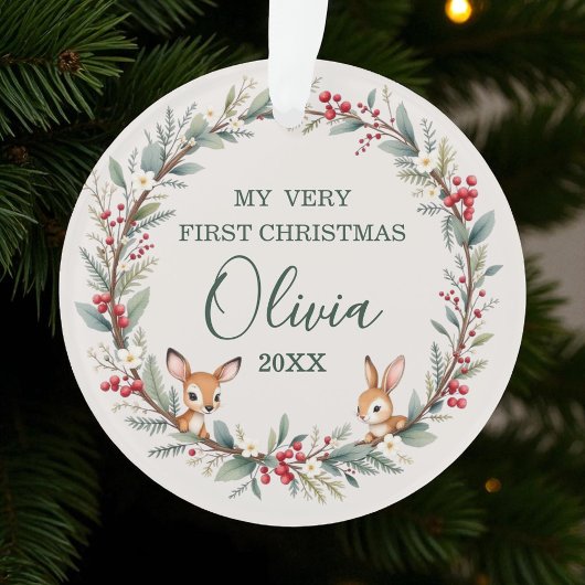 Woodland Forest Animal Baby eerste kerstdag Ornament